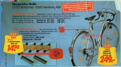 Jugendrennrad und Sicherheits-Set Otto 1982 .jpg